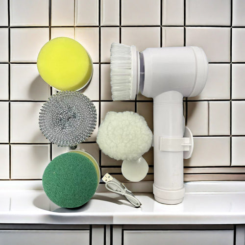 Electric Cleaning Brush with Multiple Heads